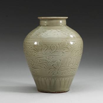 A celadon jar, early Ming dynasty (1368-1644).