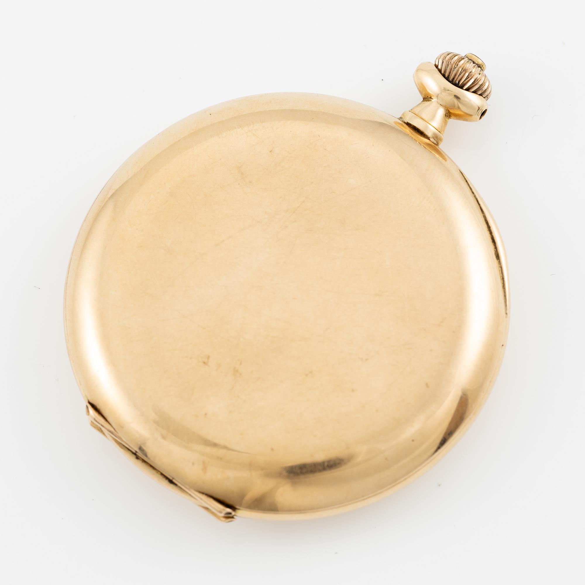 Pocket watch, "G. Moström Stockholm", 14K gold, hunter, 51.5 mm.