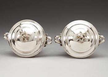 A pair of Swedish 18th century silver sugar-bowls, makers mark of Fredrik Petersson Ström, Stockholm 1777.