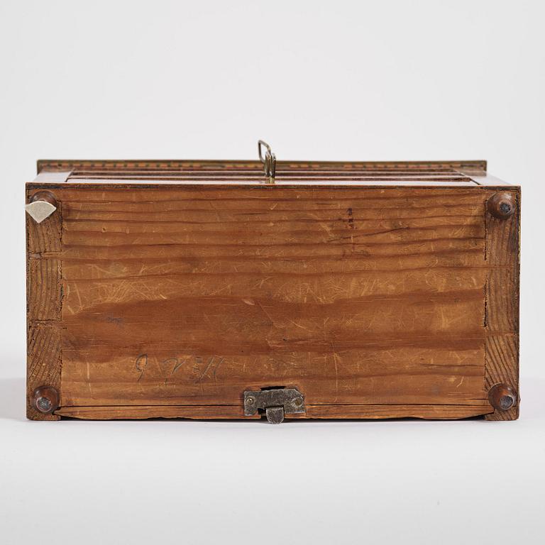 A Northern European mahogany miniature commode, early 19th century.