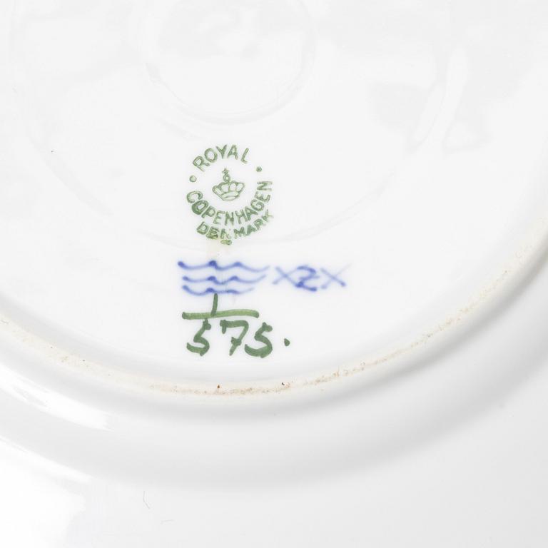 Royal Copenhagen, a 32-piece porcelain 'Blue Fluted' coffee service, mostly half lace, Denmark, 1950's/60's.