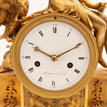 A, early 19th century French mantel clock marked Hartman á Paris.