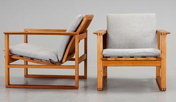 BØRGE MOGENSEN, fåtöljer, ett par, "Slädestolen modell 2256", Börge Mogensen, Fredericia Möbelfabrik.