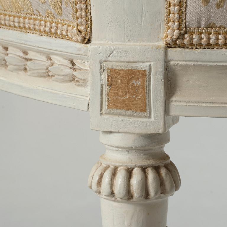Eight (5+3) matched Gustavian late 18th century chairs.