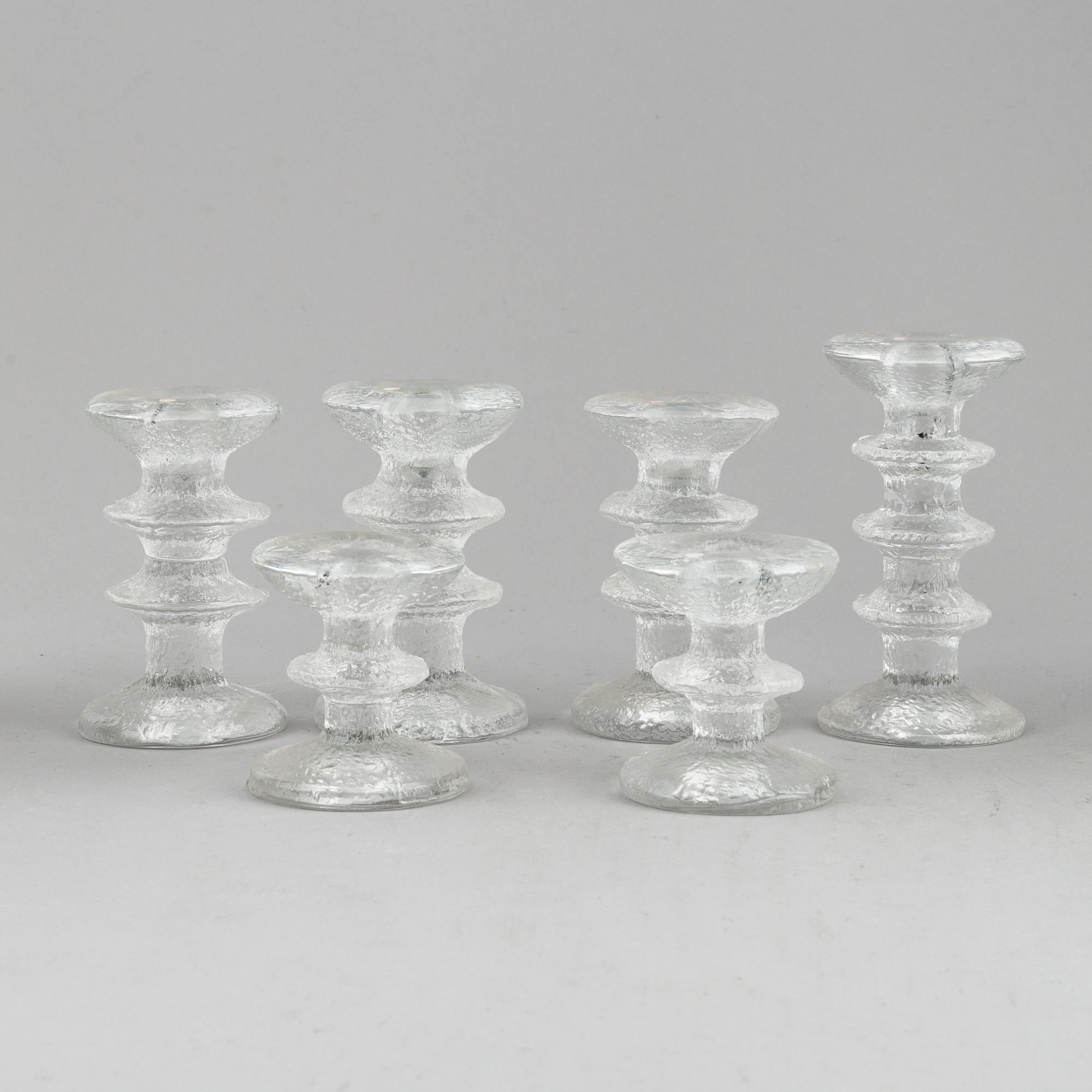 TIMO SARPANEVA, ljusstakar 6 st, glas, "Festivo", Iittala, 1970-tal.