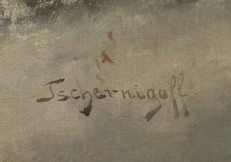 OKÄND KONSTNÄR, olja på duk, signerad Tschernigoff. Omkring 1900.