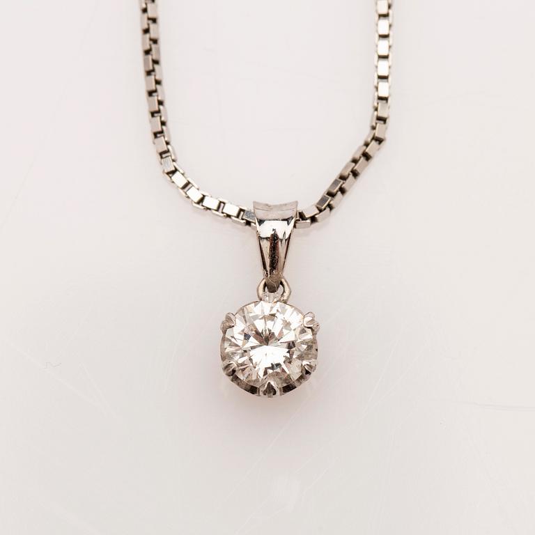 Collier med hänge, 18K vitguld med briljantslipad diamant.