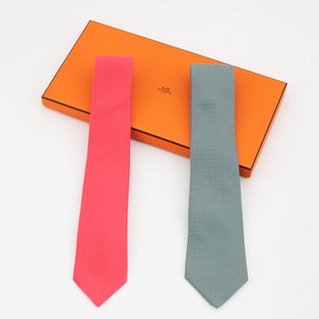 Hermès, two silk ties.