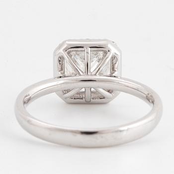 RING, med prinsesslipad diamant 1,50 ct, certifikat IGI.