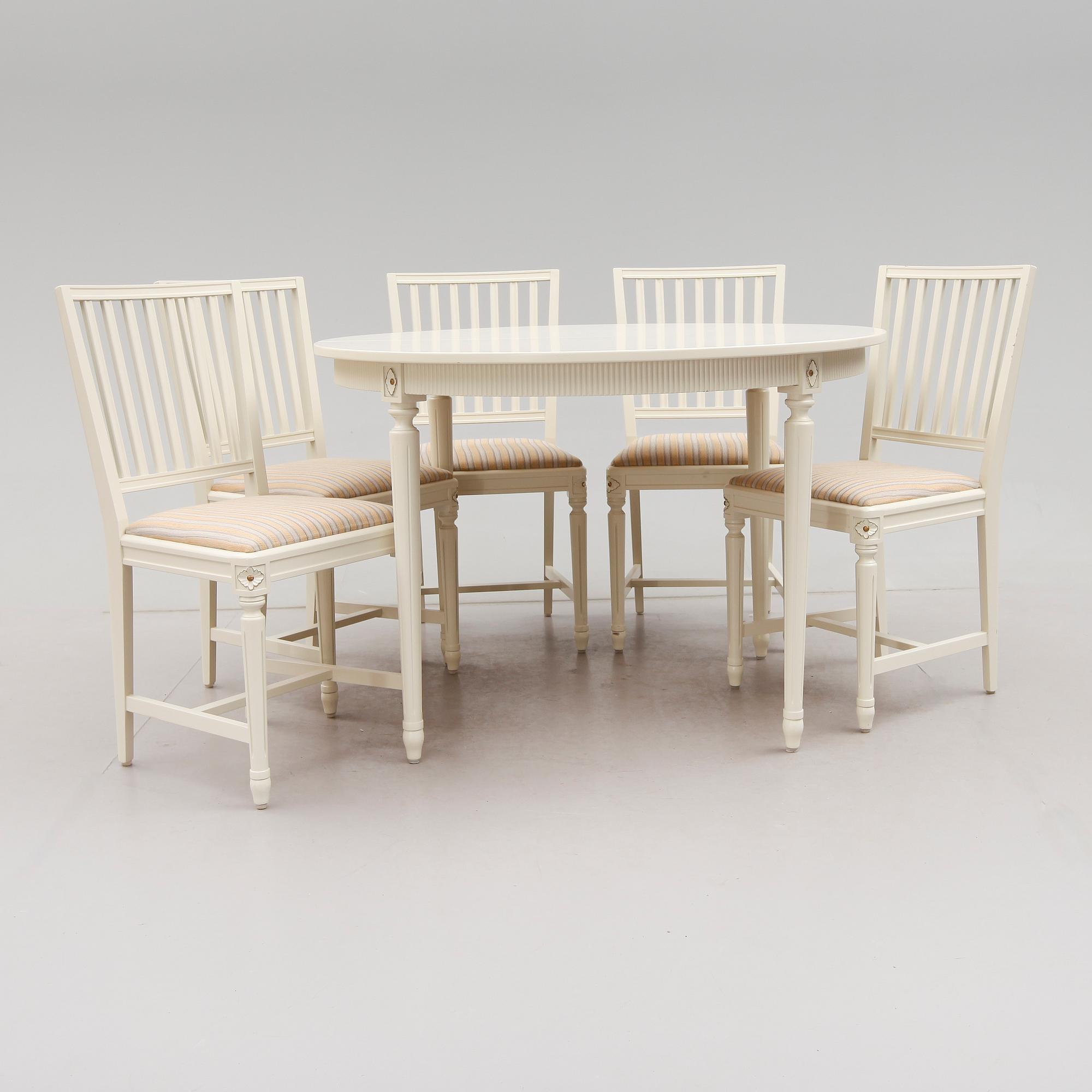 MATGRUPP, 6 delar, gustaviansk stil, 1900-talets andra hälft.