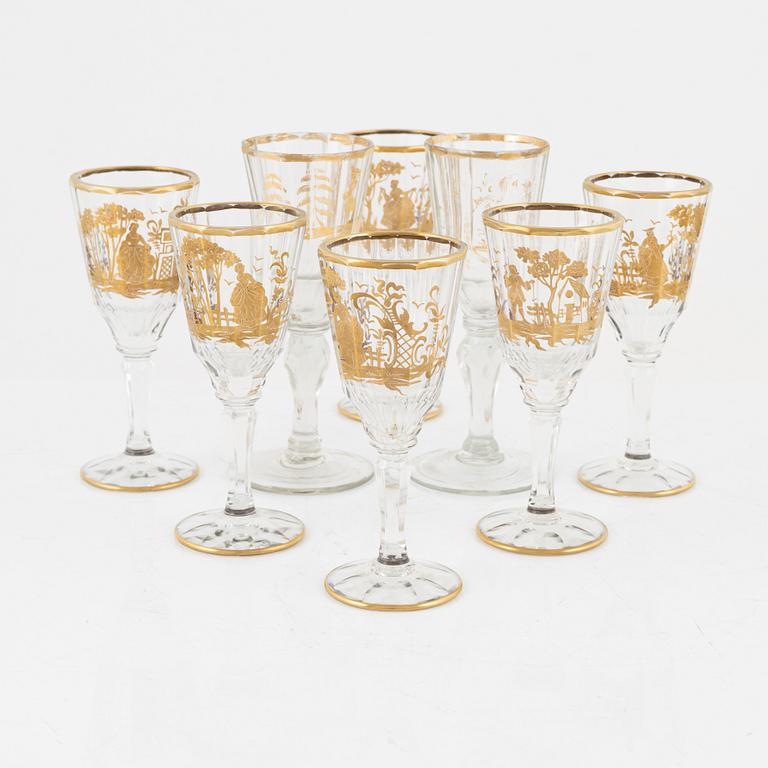 A matched set of wine glasses, 18/20th Century.