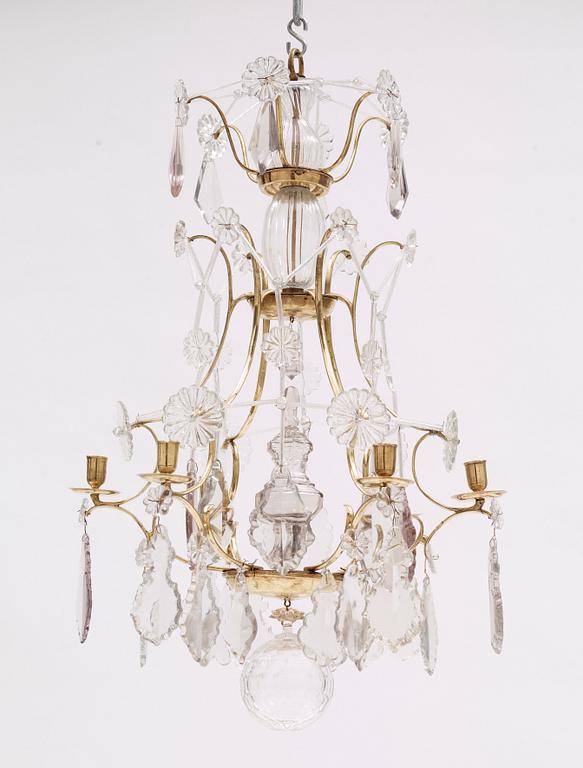 A Swedish Rococo 18th century six-light chandelier.