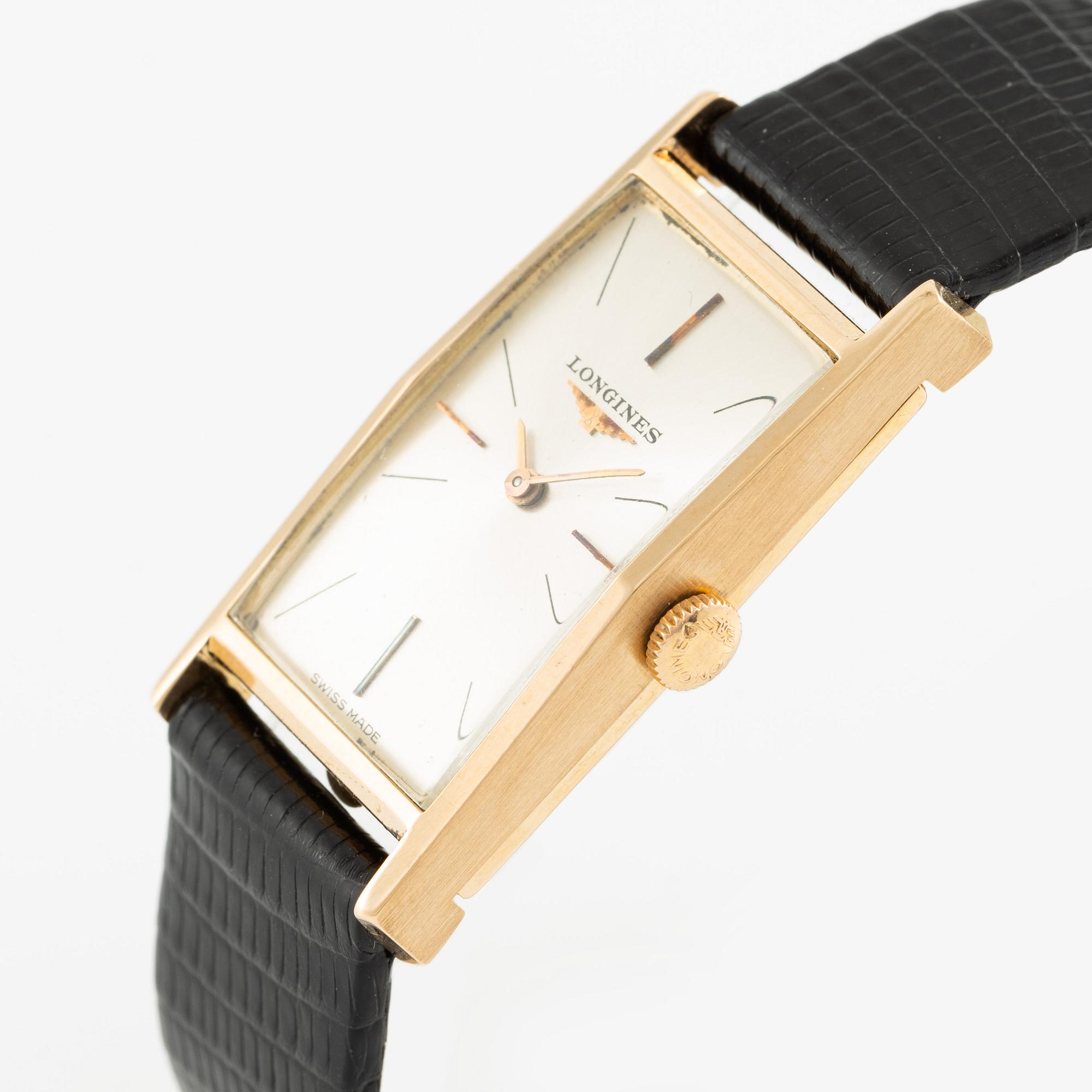 Longines, "Tank", wristwatch, 19 x 29.5 (36.5) mm.