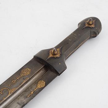 Quama Persian, 19th century. Straight blade. Signature and decoration in gold. Hilt wit...