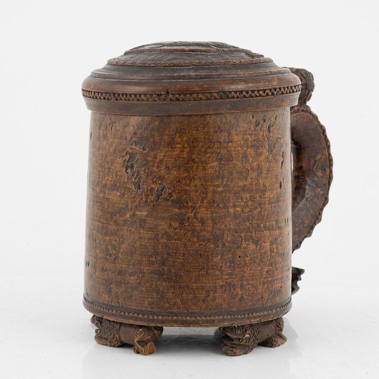 A birch tankard, Norway from around the year 1800.