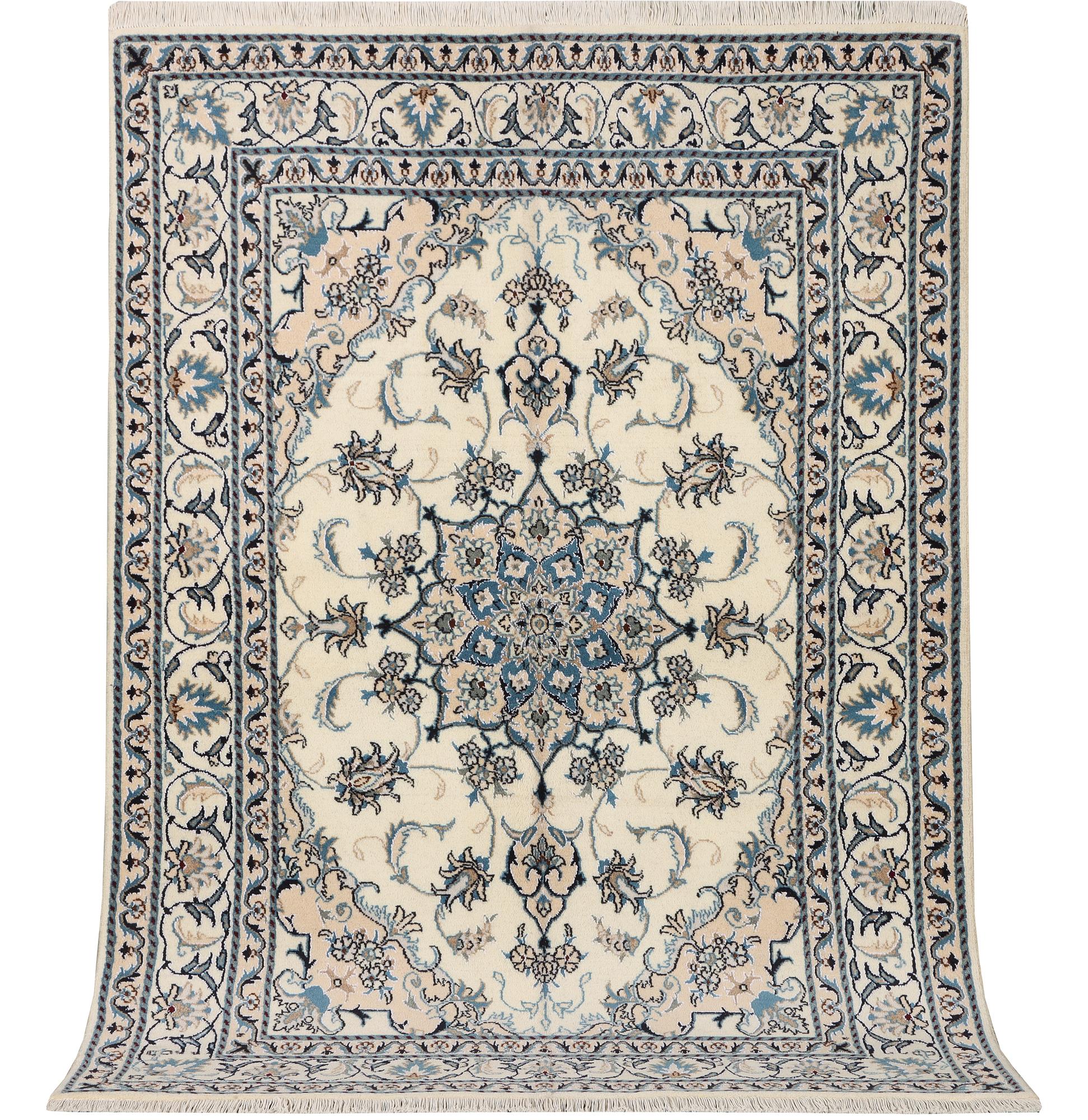 A Nain part silk rug, c. 193 x 148 cm.