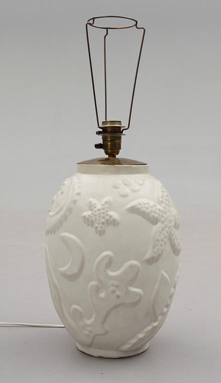 BORDSLAMPA, glaserat lergods, Anna-Lisa Thomson, Upsala Ekeby, 1900-talets mitt.