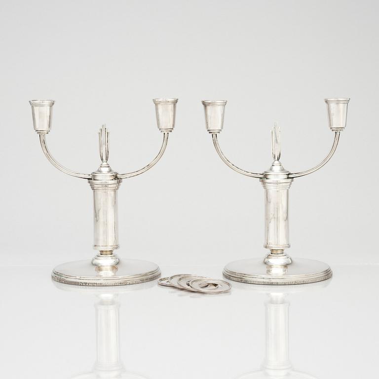 Atelier Borgila, a pair of sterling silver candelabra, Stockholm 1934.