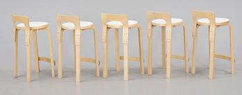BARSTOLAR, 5 st, modell nr NB 45, Alvar Aalto, Artek.