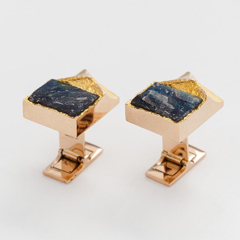 Björn Weckström, manschettknappar, "Antarktik", spektrolit, 14K guld.