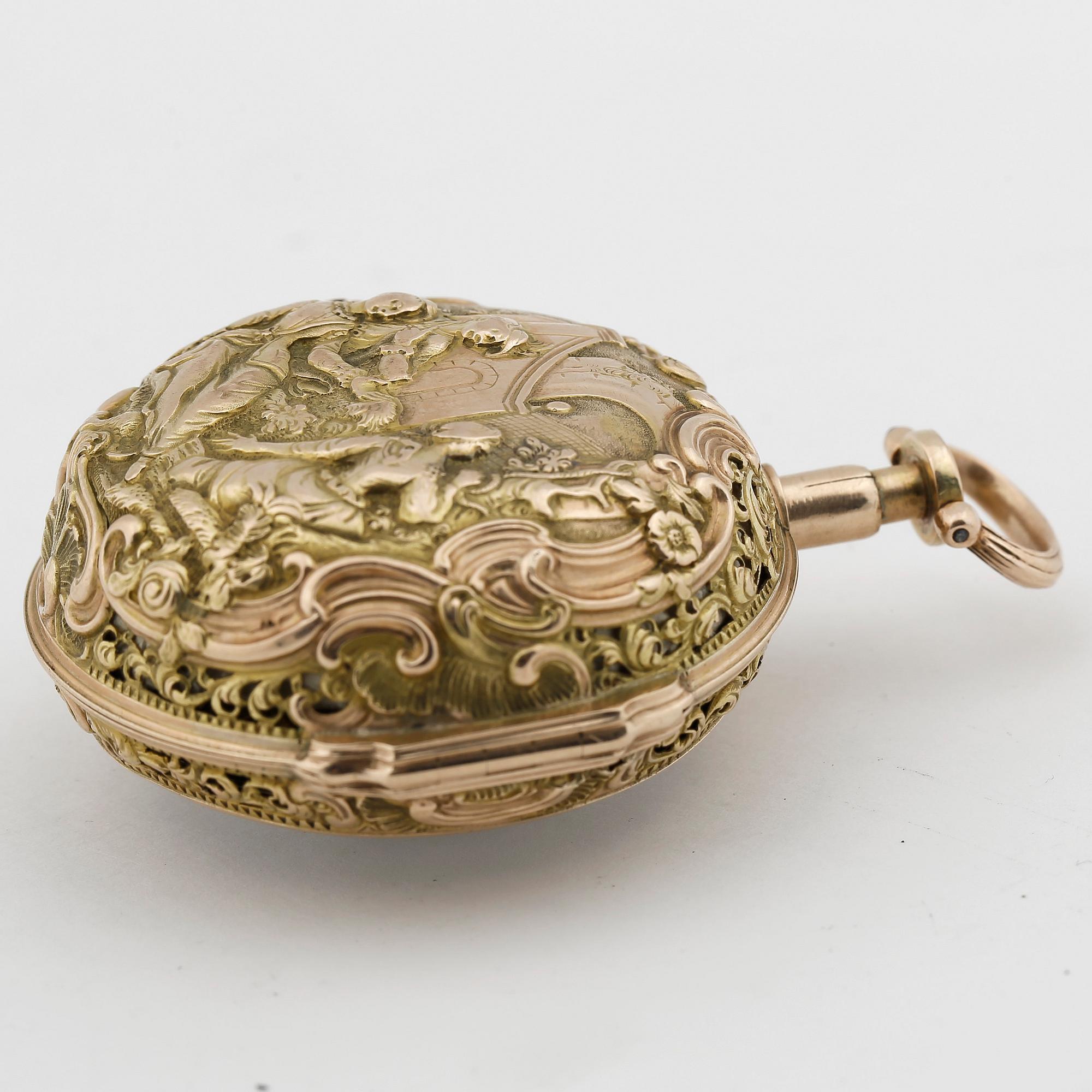 HERRFICKUR, förgyllt silver resp tvåfärgat guld, rokoko, Gabriel, London 1700-talets andra hälft. Tot ca 83 gram.