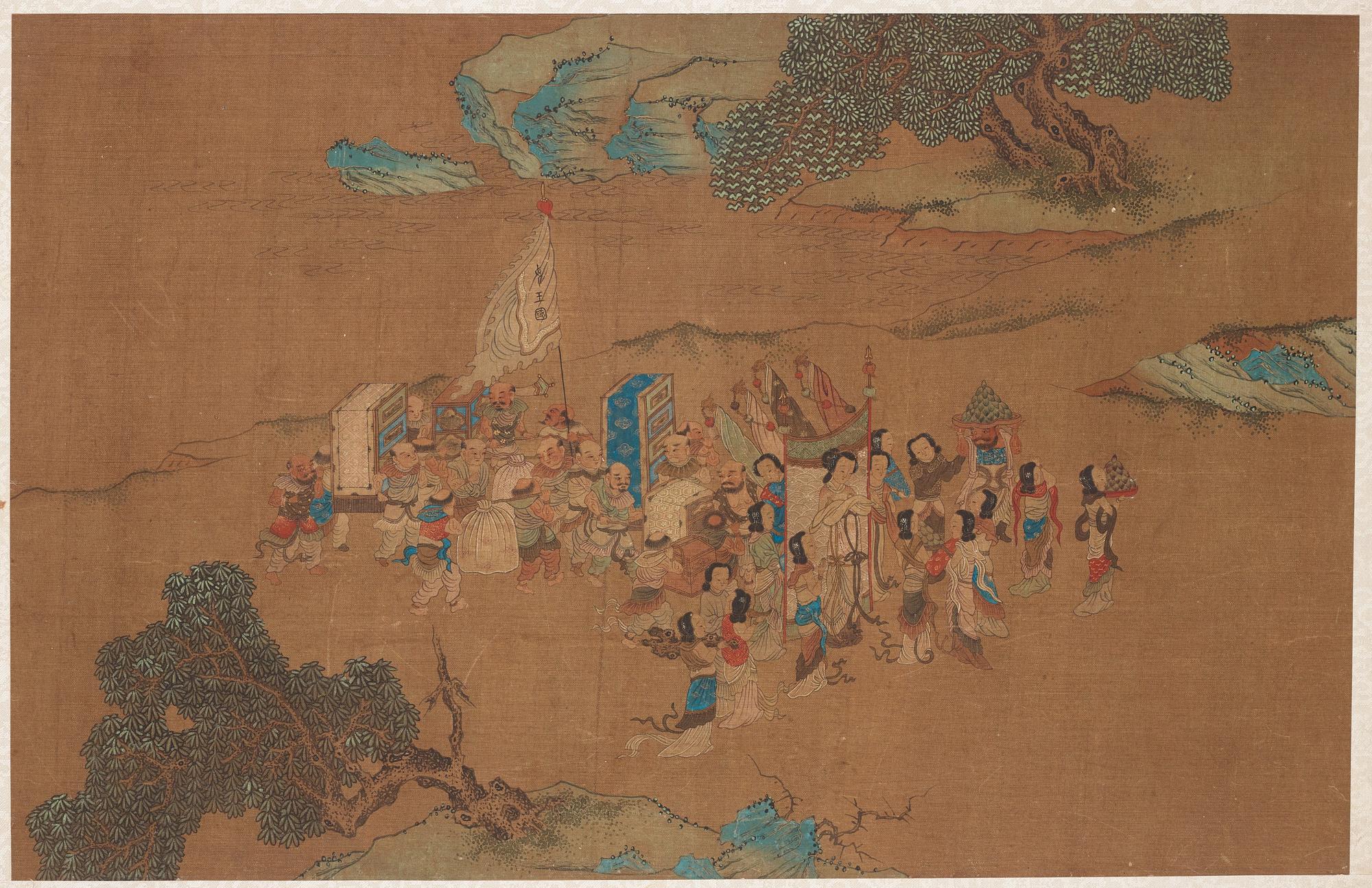 Album med målningar föreställande Envoyéer som kommer med gåvor, 职贡图 (Zhigong tu), troligen 1600-tal, efter äldre mästa.