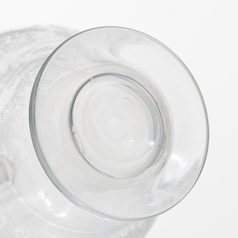 Carl Eldh, original drawings and an engraved glass decanter, Orrefors 1931.