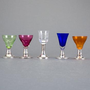 GLAS, 9 stycken, silver och glas, sannolikt, Österrike-Ungern, 1867-1922.