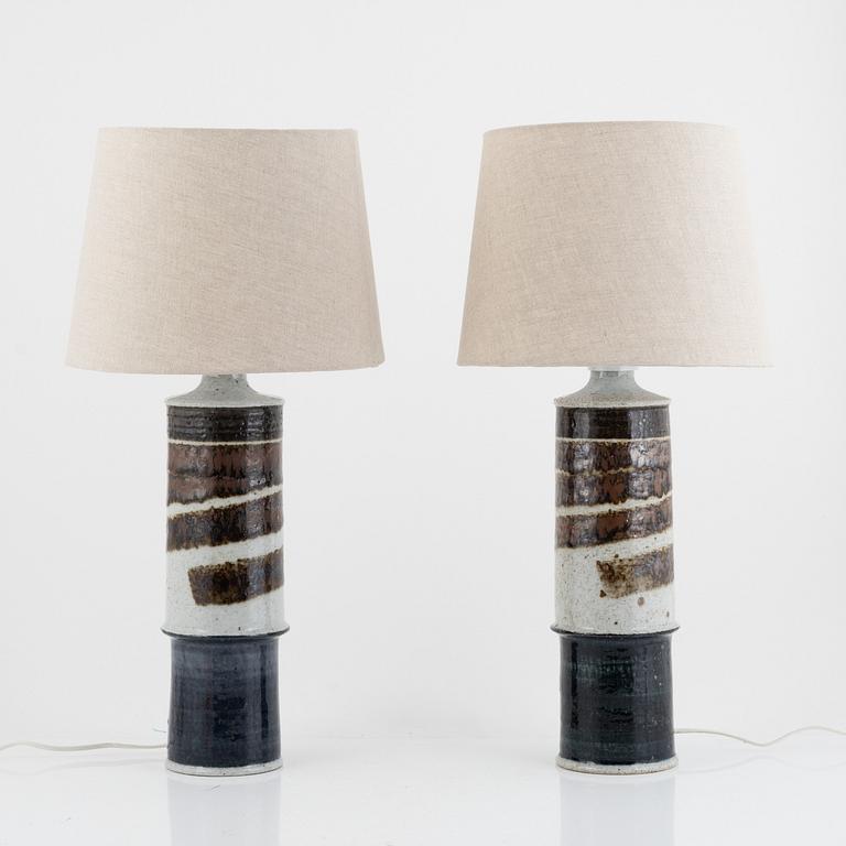 Inger Persson, table lamps, a pair, stoneware, Rörstrands Ateljé.