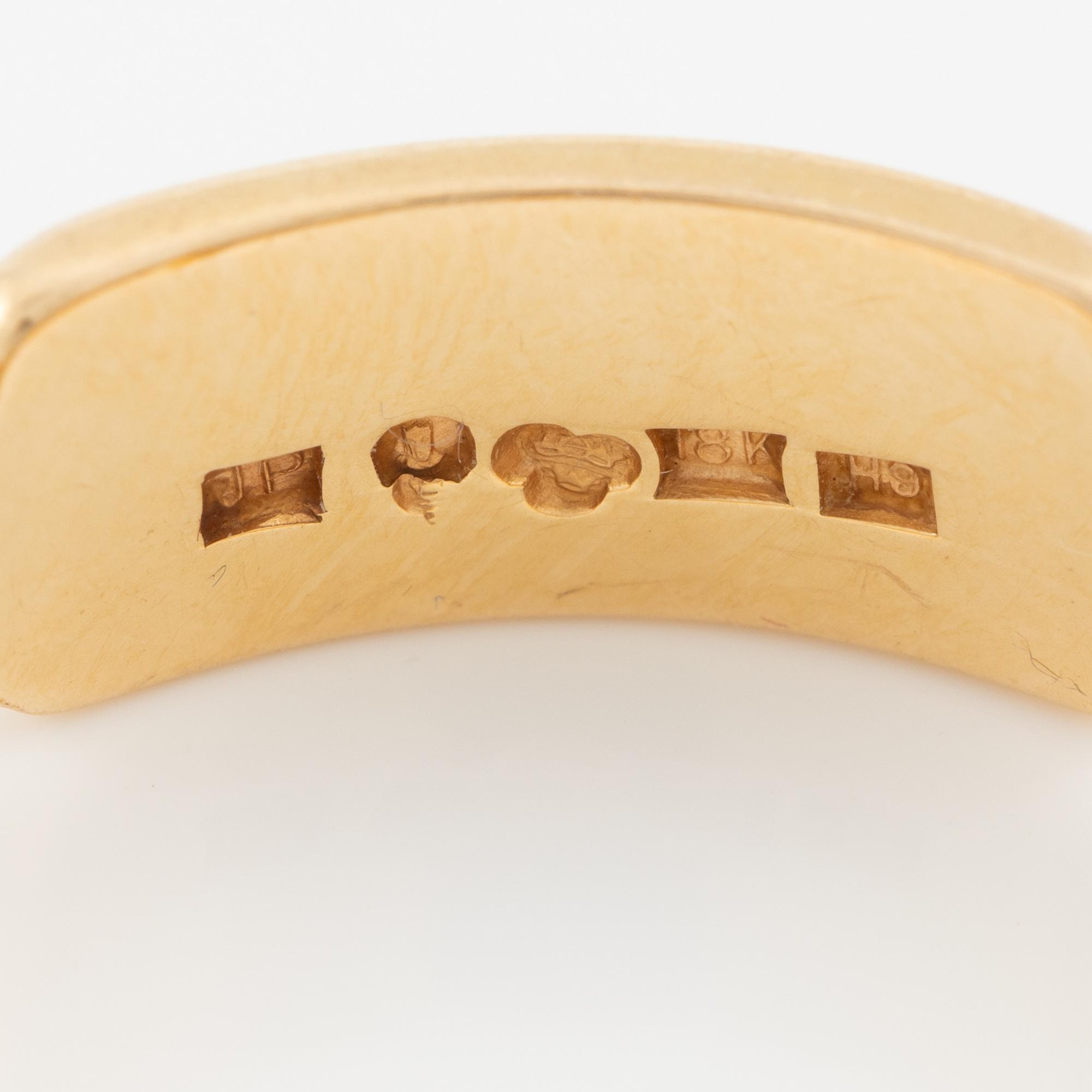 Pocket watch, H. Runsten Stockholm, lever escapement, including a ring in 18K gold.