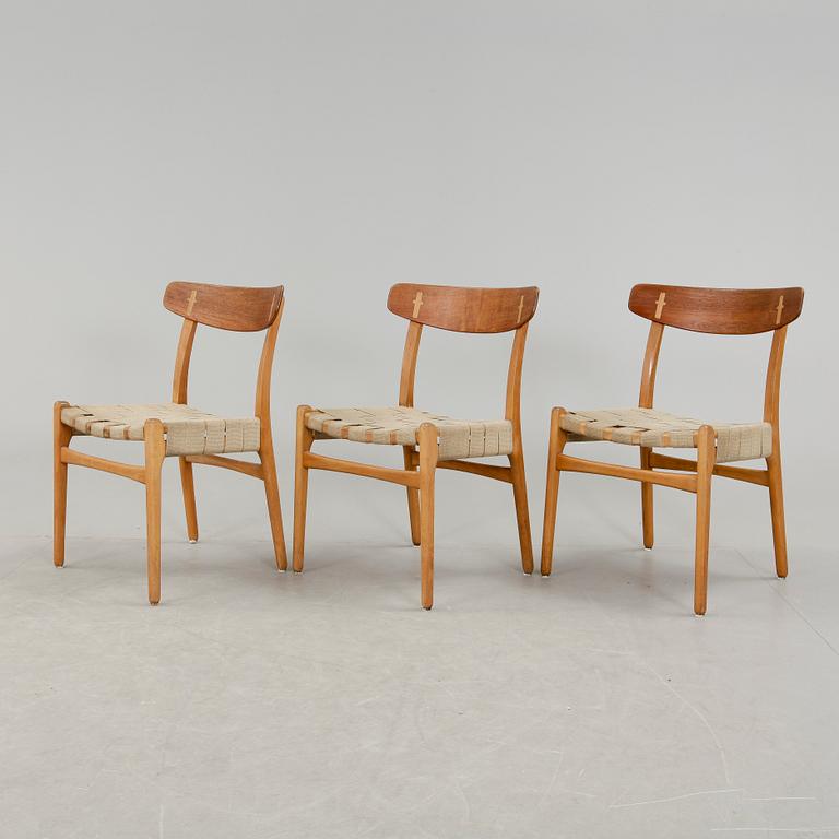 STOLAR, 3 st, Hans J Wegner, "Spisestolen", CH-23, Carl Hansen & Son, Danmark.