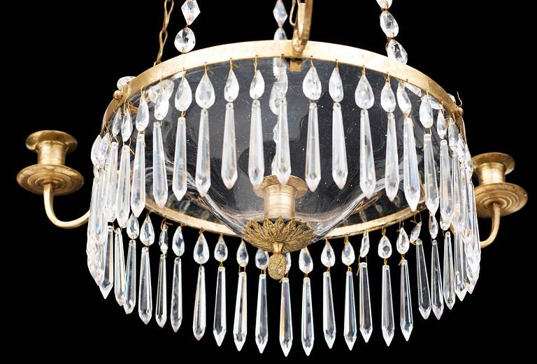 A late Gustavian circa 1800 four-light chandelier.