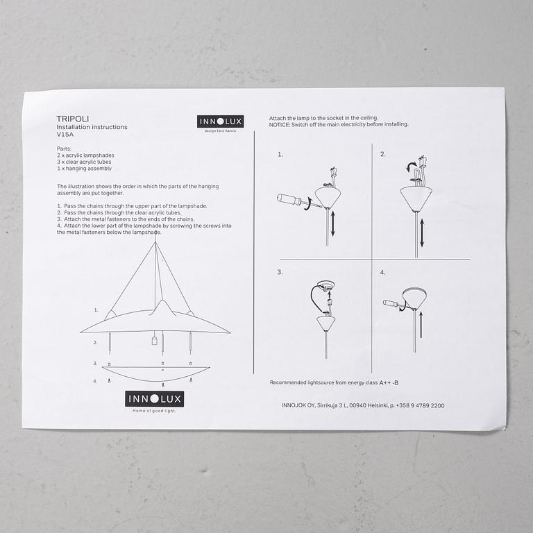 Eero Aarnio, a "Tripoli" ceiling lamp, Innolux, Finland.