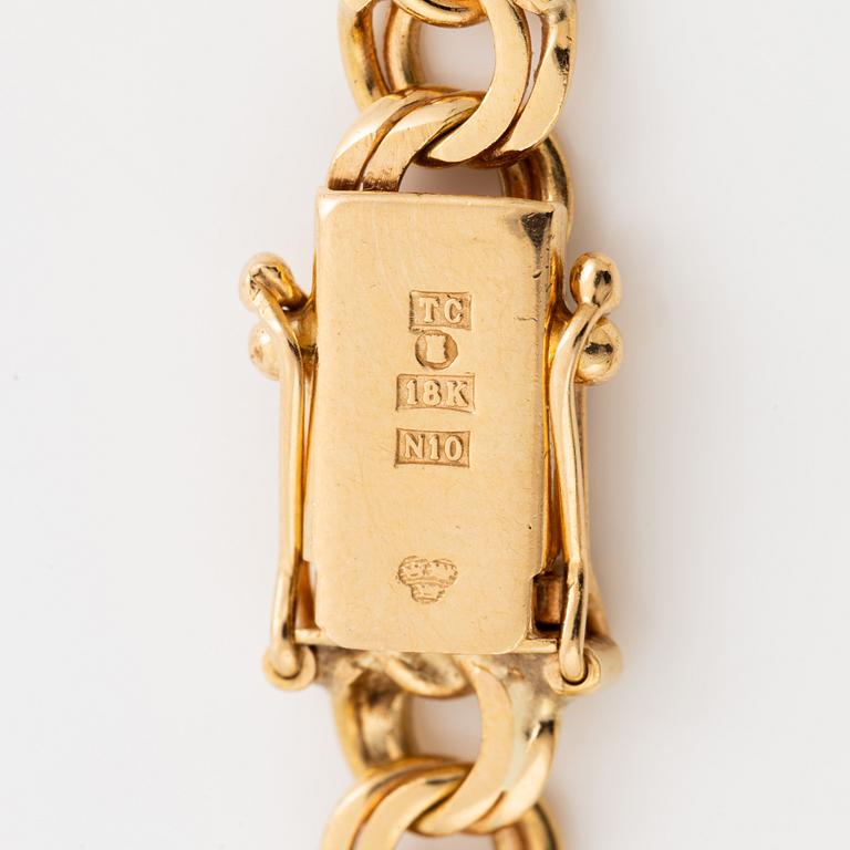 Necklace 18K gold, graduated Bismarck link,