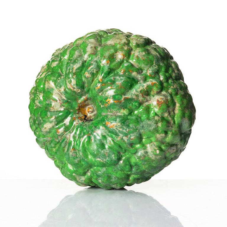 Hans Hedberg, a green glazed faience sculpture of a pumpkin, Biot, France.