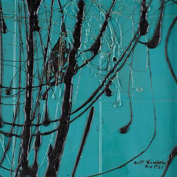 BRITT LUNDBOHM-REUTERSVÄRD, mixed media on panel, signed and dated 1957.