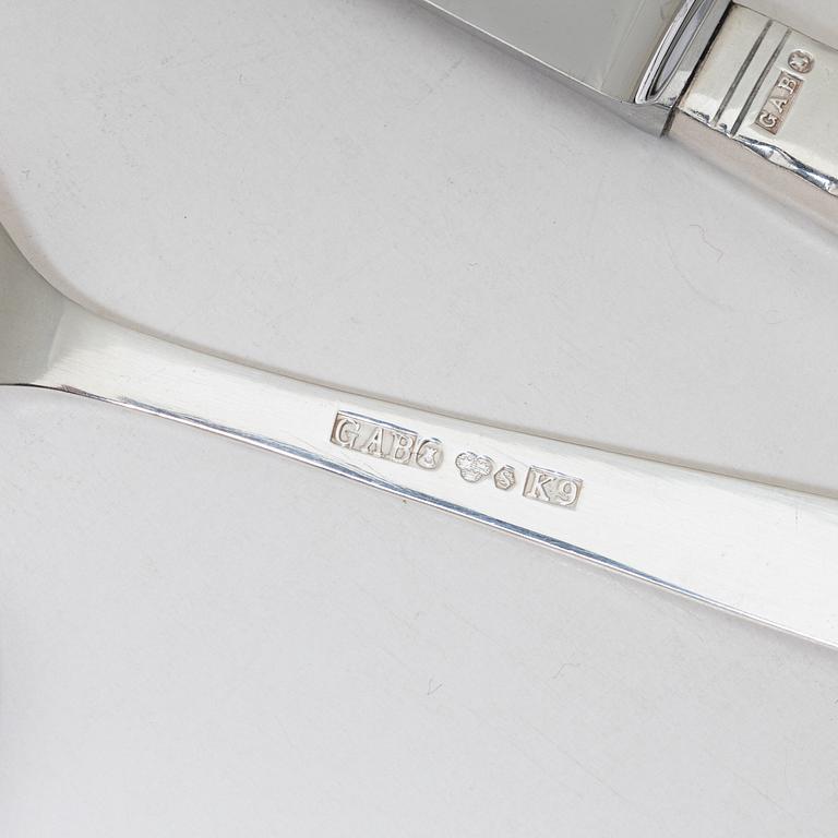 Jacob Ängman, bestickservisdelar, 49 st, silver, modell "Rosenholm", GAB, Stockholm, bl.a. 1962.
