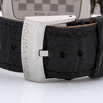 LOUIS VUITTON ARMBANDSUR 40 mm, stål, automatisk, original läderarmband, originaletui.