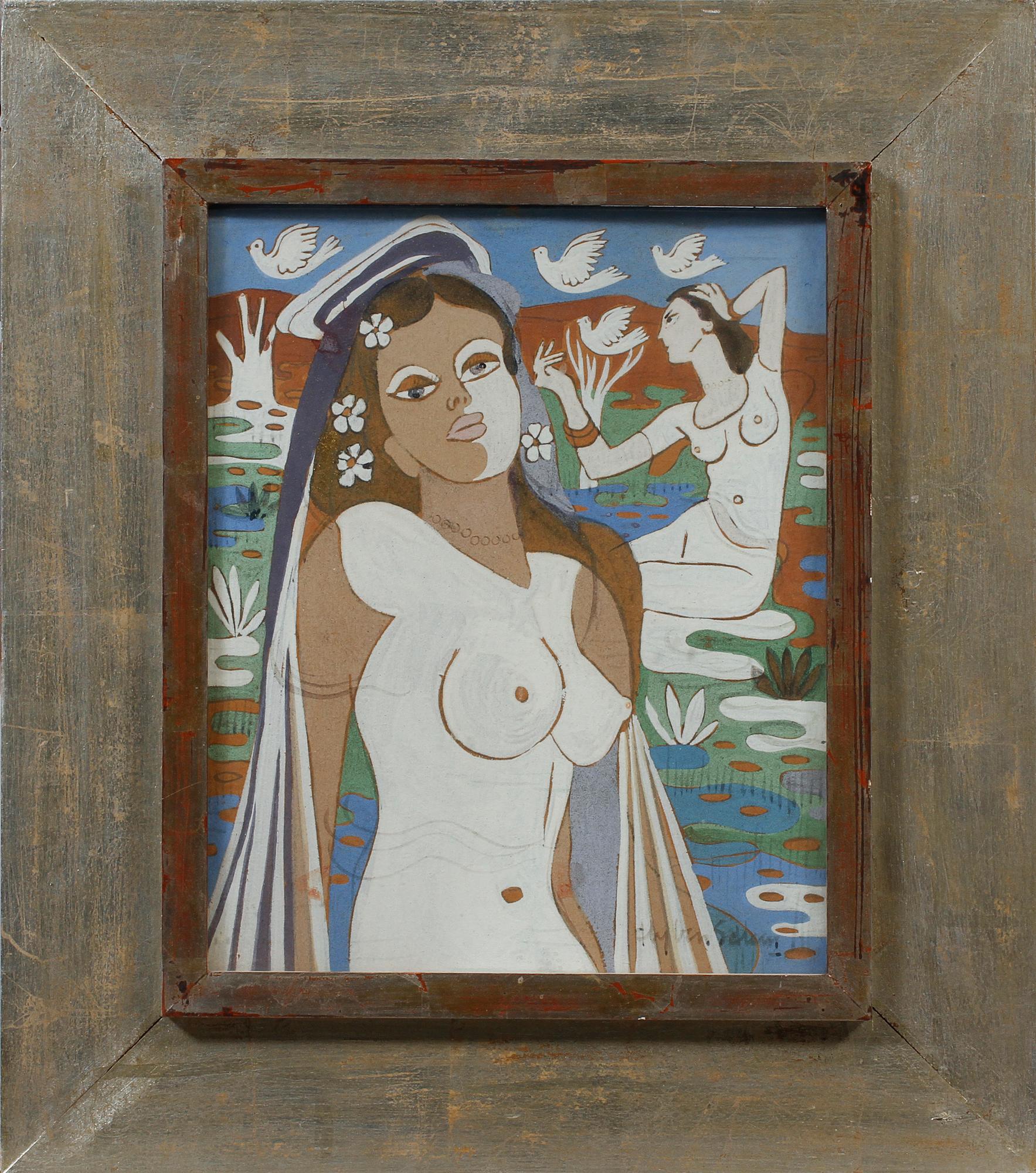 ALY BEN SALEM, gouache, signerad.