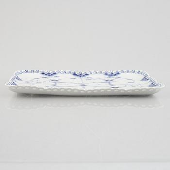 A 'Blue Fluted Full Lace' / 'Musselmalet' porcelain tray, Royal Copenhagen, model 1156, 1898-1923.