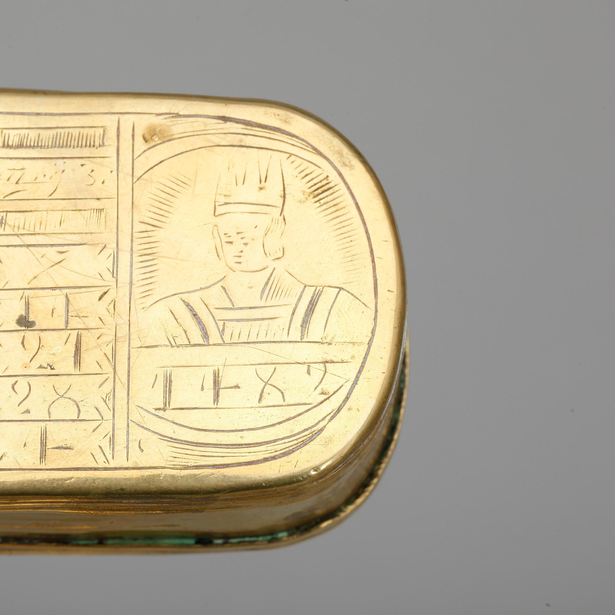 KALENDERDOSOR, 4 st mässing, 1700-tal samt 1800-tal.