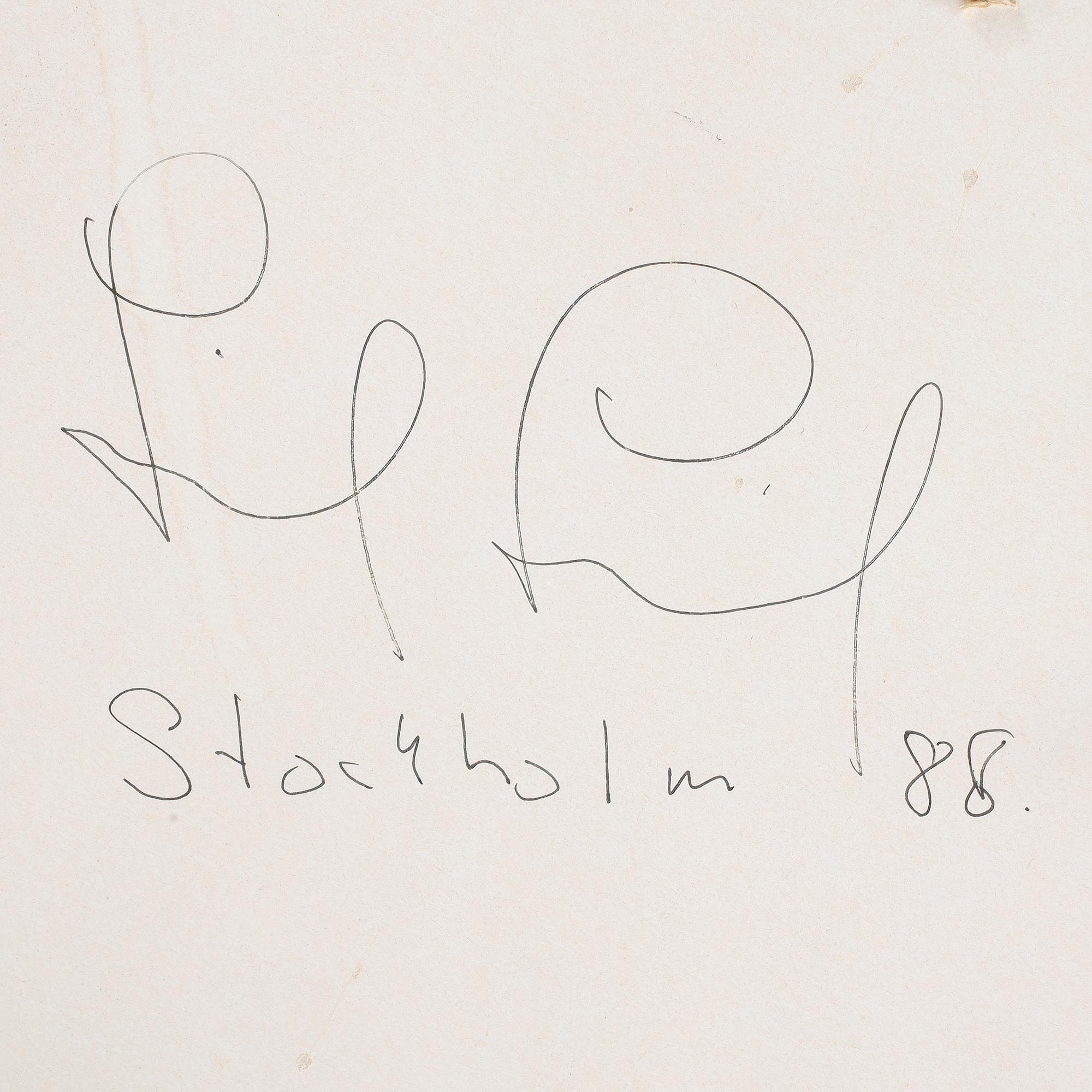 LEIF TJERNED, olja på papp-pannå med ovan tryckt collage, signerad. Daterad Stockholm- 88 a tergo.