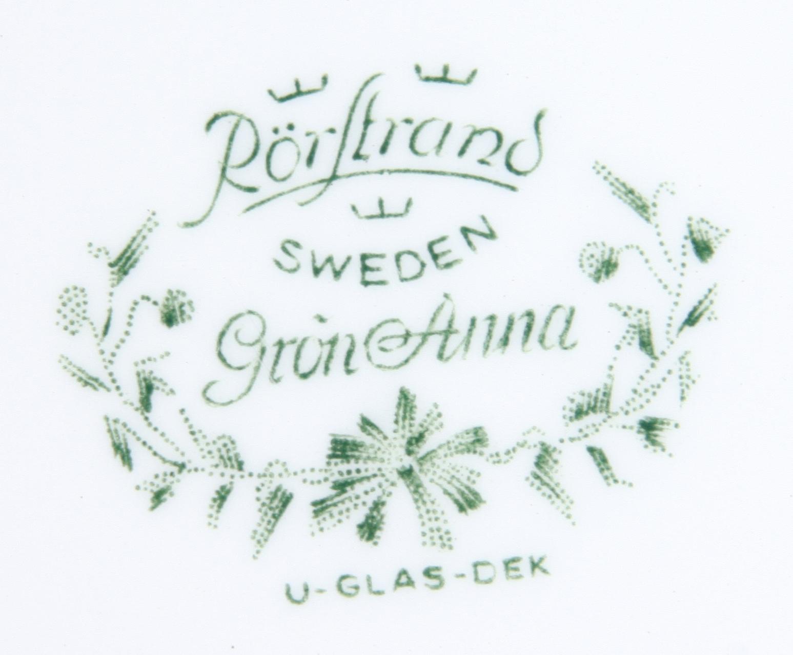 SERVISDELAR, 54 st, flintgods, "Gröna Anna", Rörstrand.