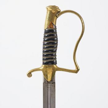 A Swedish artillery sword, 1889 pattern, with scabbard.