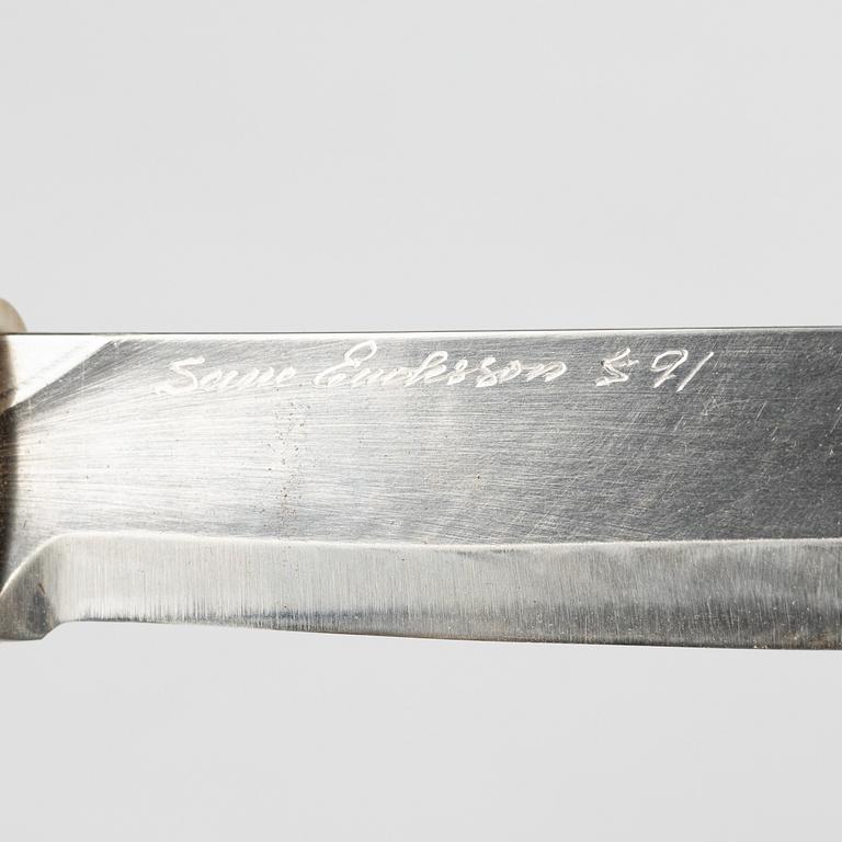 A reindeer horn knife by Sune Enoksson, signed and dated -91.