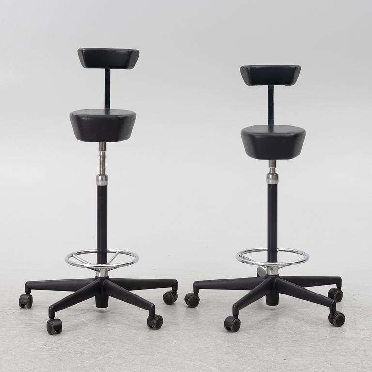 George Nelson, a pair of 'Perch Stool' swivel chairs, Vitra, 2002.