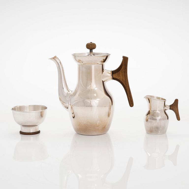 Tapio Wirkkala, a three-piece silver coffee set, Kultakeskus, Hämeenlinna 1962 and 1965.