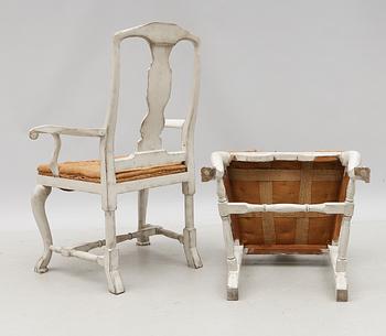 KARMSTOLAR, 1 par, senbarockstil, 1800-talets andra hälft.