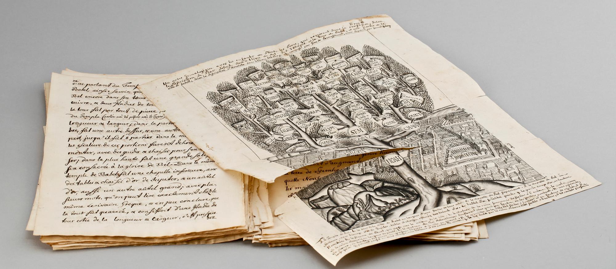 HANDSKRIFT, efter Johan Peringskiöld, "En book af menniskionen slächt och Jesu Christi börd", 1700-talets första hälft.