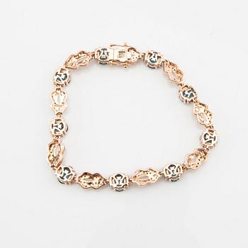 Bracelet in 14K rose gold with round brilliant-cut diamonds and oval faceted topazes, LeVian.